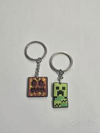 2 portachiavi Minecraft – Creeper + blocco pixel