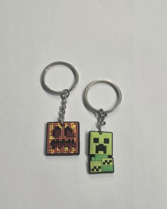 2 portachiavi Minecraft – Creeper + blocco pixel