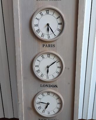 Orologio da parete verticale con 4 fusi orari
