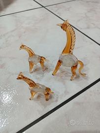 Famigliola di Giraffe in vetro di Murano
