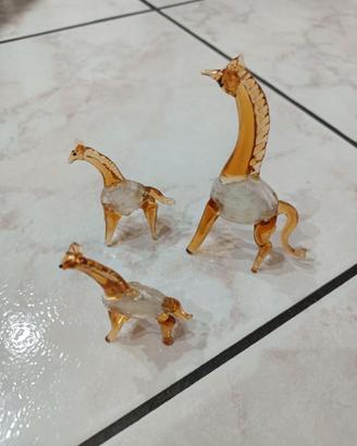 Famigliola di Giraffe in vetro di Murano