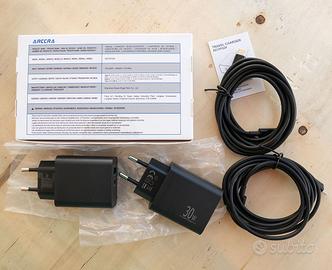 Caricabatterie USB C x2 da 45W con cavo 2 metri