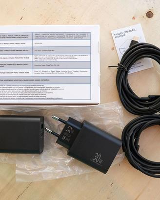 Caricabatterie USB C x2 da 45W con cavo 2 metri
