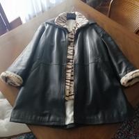Giaccone nero pelle + giacca vera pelliccia