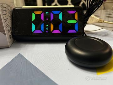 Sveglia Digitale LED Con Luce Notturna - 9 Colori, 2 Allarmi, Luminosità Regolabile - Foto 5