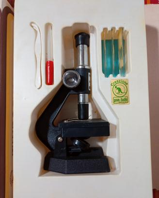 Microscopio giocattolo Red vintage pan ludo 150X