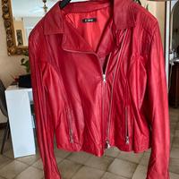 Chiodo vera pelle rosso taglia 50