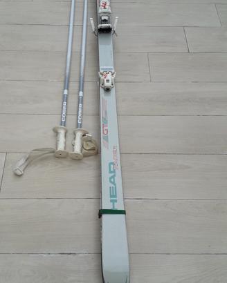 paio di sci  con bastoni lunghezza  175 cm