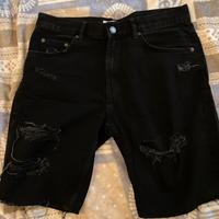 Bermuda Jeans Neri strappati Bershka