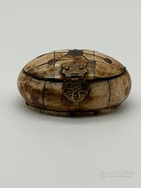 Cofanetto vintage in osso  – interno velluto blu