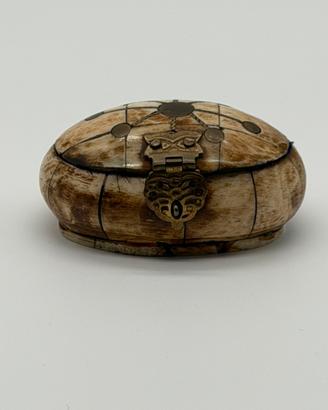 Cofanetto vintage in osso  – interno velluto blu