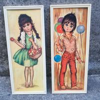 Coppia quadretti vintage Idylle Falconi