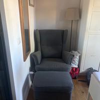 Poltrona +Pouf IKEA STRANDMON grigio scuro/beige