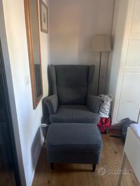 Poltrona +Pouf IKEA STRANDMON grigio scuro/beige