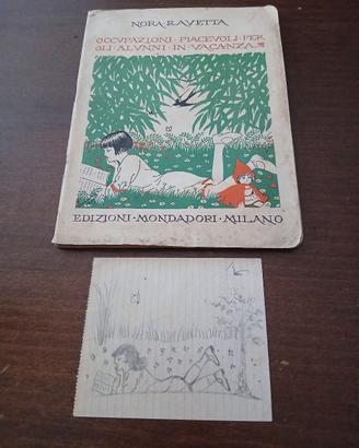 Libro vacanze d'epoca Mondadori 1929 con disegno 