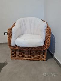 Set divano + due poltrone rattan