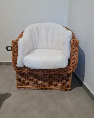 Set divano + due poltrone rattan