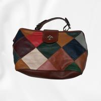 Borsa in pelle vintage patchwork multicolore – Un 