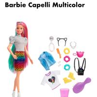 Barbie capelli  multicolor + accessori come nuova