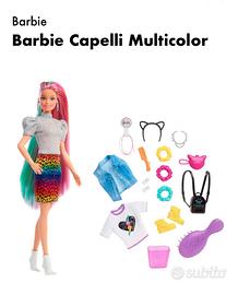 Barbie capelli  multicolor + accessori come nuova