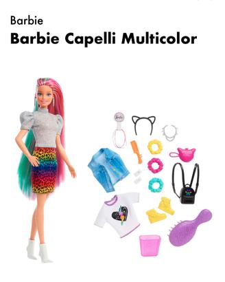 Barbie capelli  multicolor + accessori come nuova