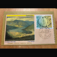 Francobollo città di Como in fibra di seta