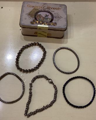 Bracciali Donna Eleganti Nero e Argento con strass