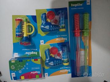 set 5 confezioni per bolle di sapone, tot 9 pezzi