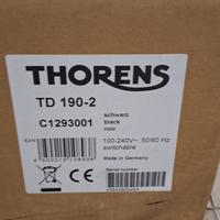 giradischi Thorens TD 190-2  NUOVO 