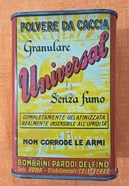 Antica scatola latta polvere da caccia Universal