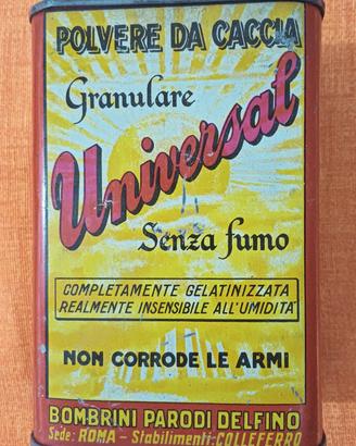 Antica scatola latta polvere da caccia Universal