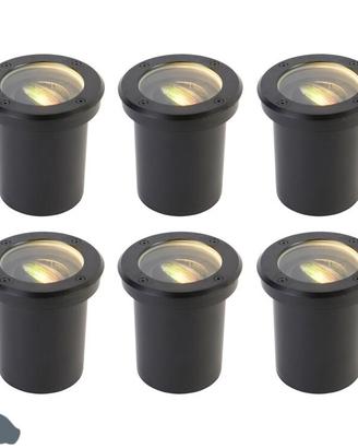 6 Faretti da incasso giardino completi di lampade