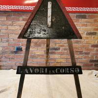 CTI TCI TOURING CARTELLO STRADA LEGNO LAVORI ORIG.