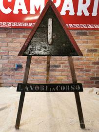 CTI TCI TOURING CARTELLO STRADA LEGNO LAVORI ORIG.