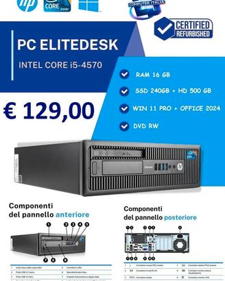 PC HP i5 16GB RAM SD + HD WIN 11 PRO + OFFICE 2024