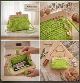 Clutch SIMONAMI CROCHET Verde Prato in Cordino 