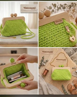 Clutch SIMONAMI CROCHET Verde Prato in Cordino 