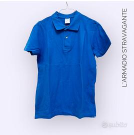 Polo uomo cotone due bottoni blu tg S