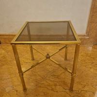 Tavolino metallico dorato vetro