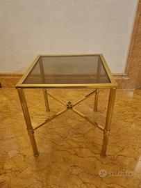 Tavolino metallico dorato vetro