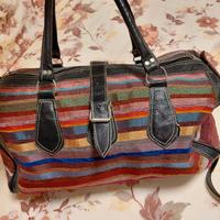 borsone  pelle e tessuto 