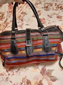 borsone  pelle e tessuto 