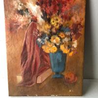 Quadro olio su tela vintage MADONNA IN PREGHIERA e