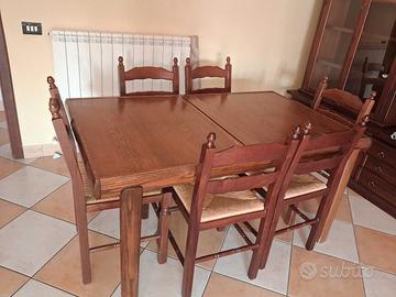 Tavolo da Pranzo in Legno Allungabile + 6 Sedie
