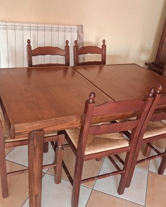 Tavolo da Pranzo in Legno Allungabile + 6 Sedie