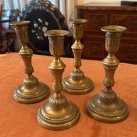 4 Antichi candelabri in ottone XIX sec.