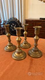 4 Antichi candelabri in ottone XIX sec.