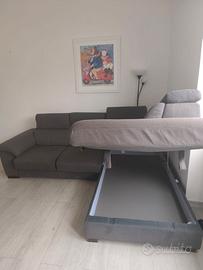 Divano angolare a 3 posti con penisola e cassone