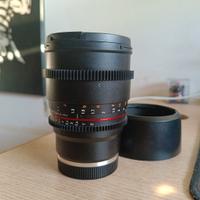 Ottica cine Samyang  85mm, t 1.5, per sony E-mount