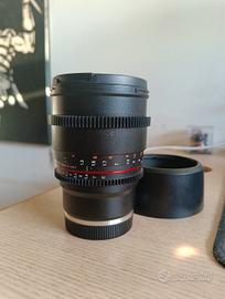 Ottica cine Samyang  85mm, t 1.5, per sony E-mount